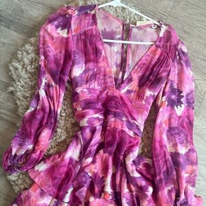 LoveShackFancy Pink and Purple Floral Maxi Dress